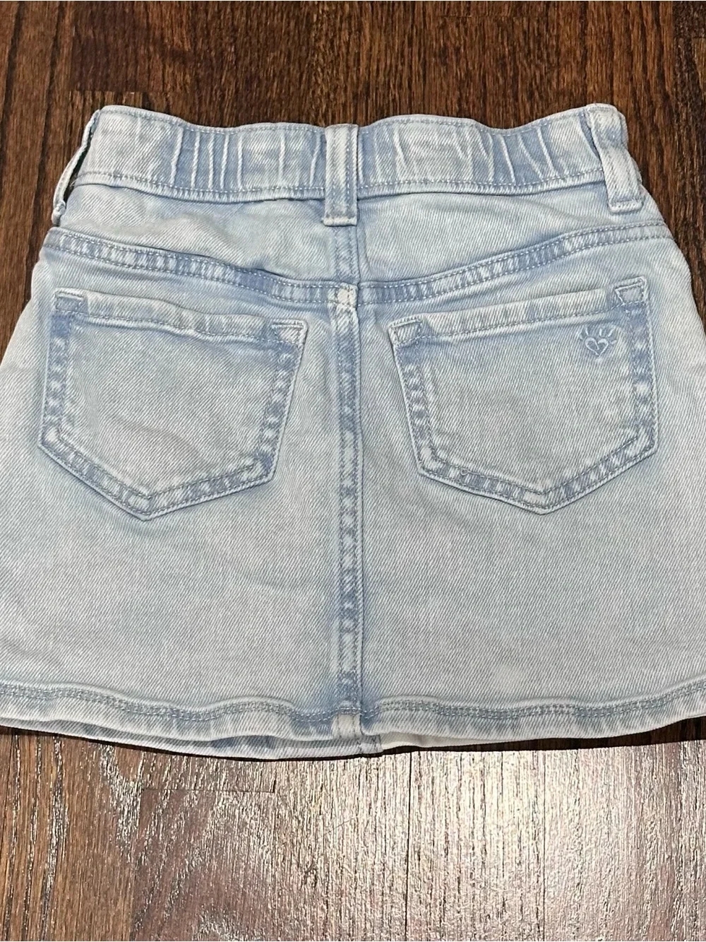 Justice Girls' Two-Tone Light Blue and White Care Bears Denim Skort